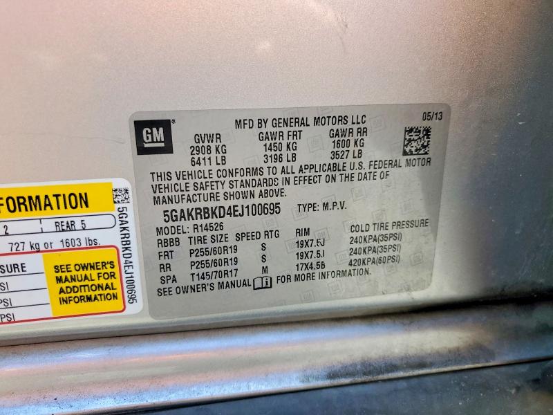 Продаж на аукціоні авто 2014 Buick Enclave, vin: 5GAKRBKD4EJ100695, номер лоту: 64160426