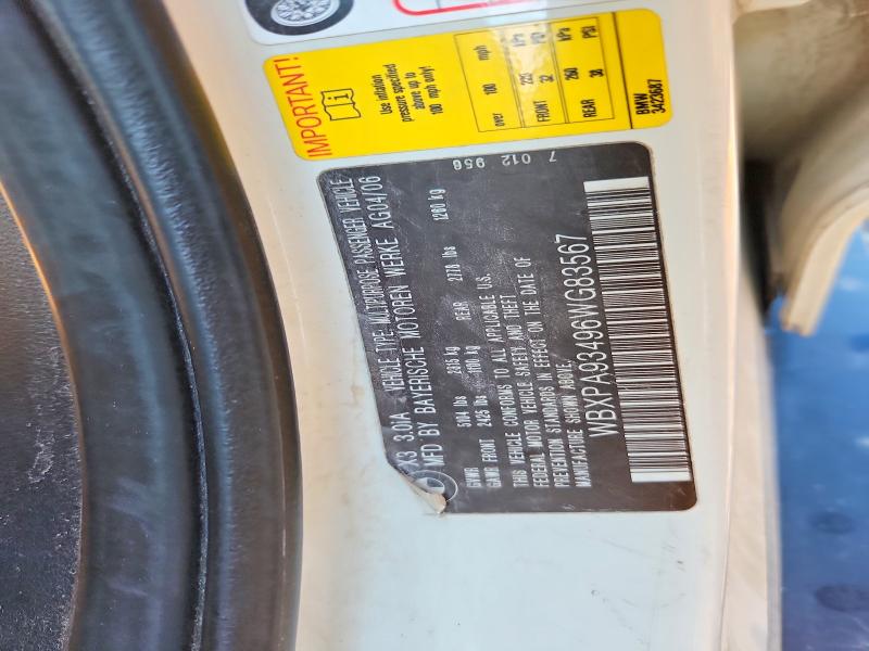 Aukcja sprzedaży 2006 Bmw X3, vin: WBXPA93496WG83567, numer aukcji: 60757116