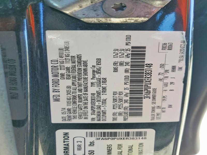 59976656 :رقم المزاد ، 3FA6P0PUXER383148 vin ، 2014 Ford Fusion مزاد بيع