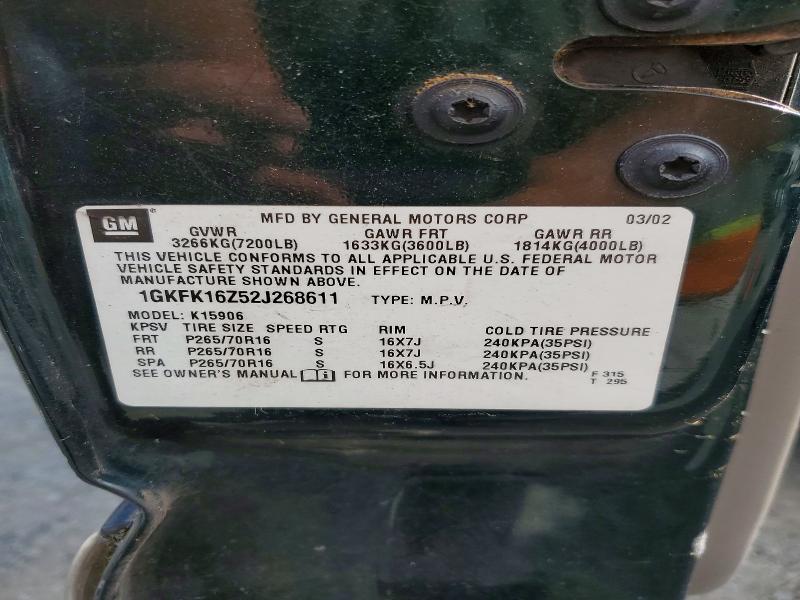 2002 Gmc Yukon Xl მანქანა იყიდება აუქციონზე, vin: 1GKFK16Z52J268611, აუქციონის ნომერი: 62899066