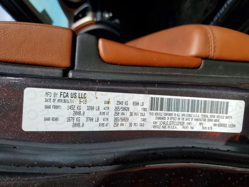 2015 Jeep Grand Cherokee მანქანა იყიდება აუქციონზე, vin: 1C4RJEJG7FC137635, აუქციონის ნომერი: 61614016
