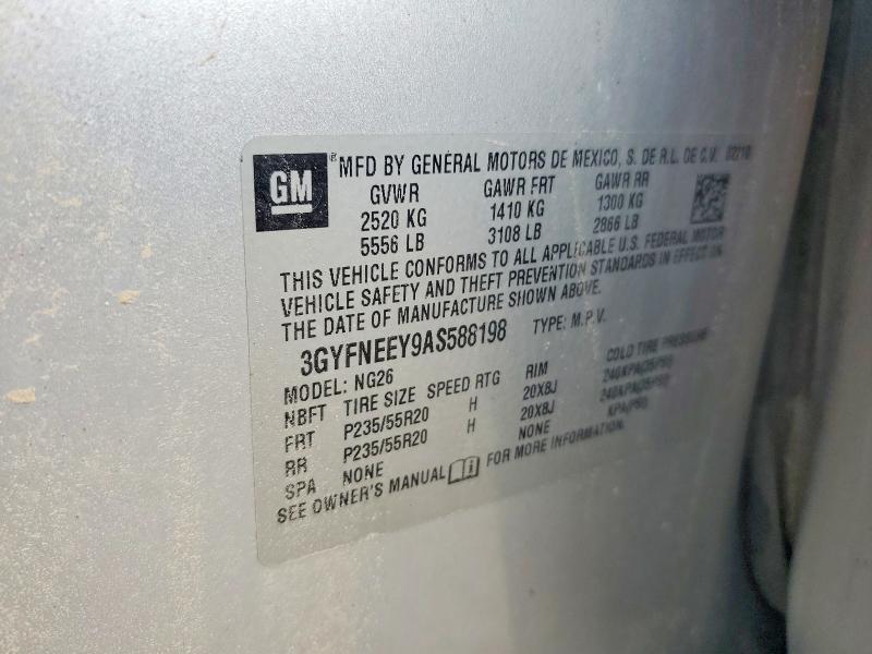 61508726 :رقم المزاد ، 3GYFNEEY9AS588198 vin ، 2010 Cadillac Srx مزاد بيع