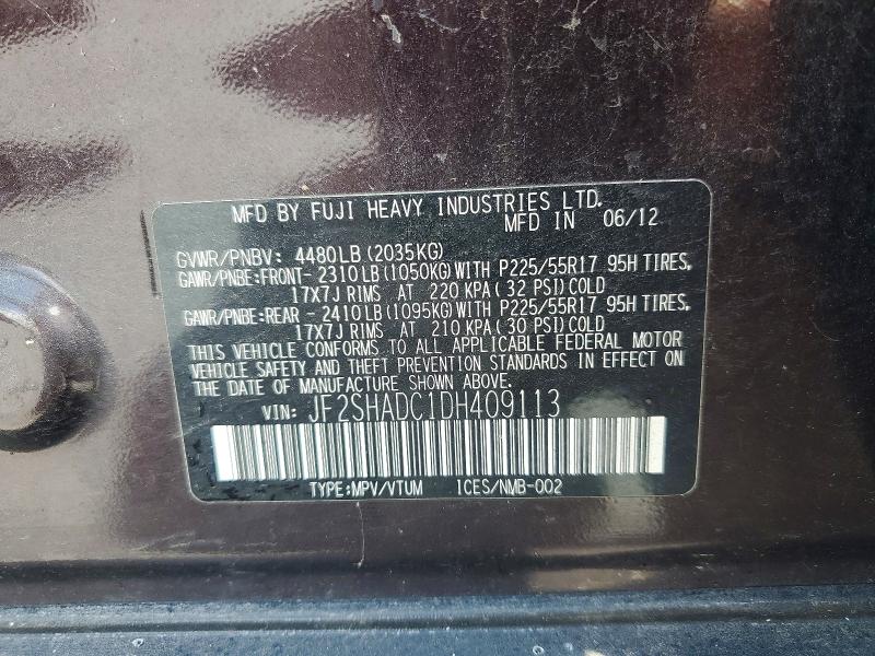 Продажа на аукционе авто 2013 Subaru Forester, vin: JF2SHADC1DH409113, номер лота: 63468626