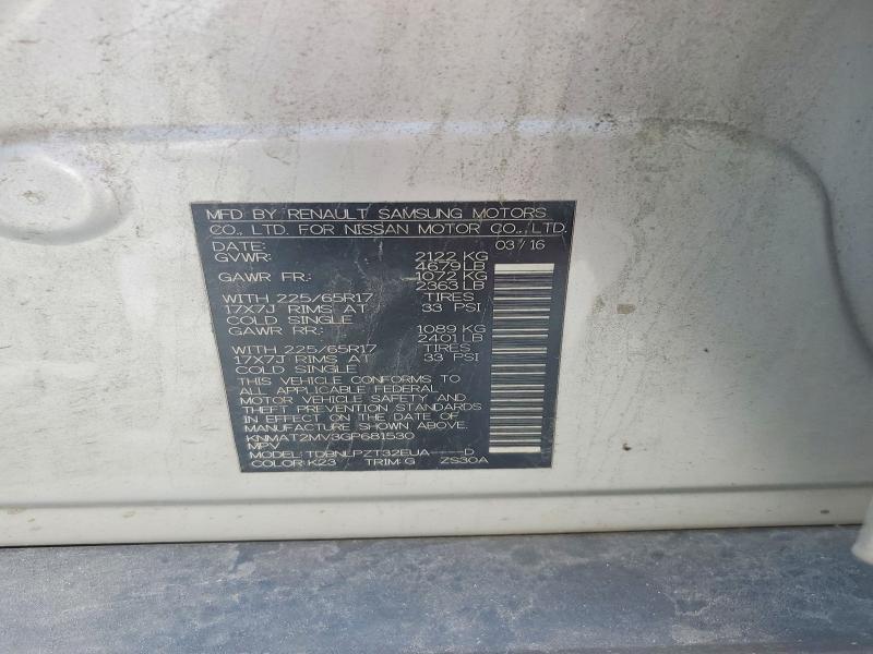 Aukcja sprzedaży 2016 Nissan Rogue, vin: KNMAT2MV3GP681530, numer aukcji: 60037426