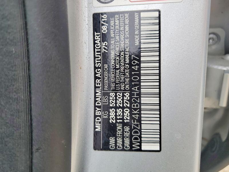 62422566 :رقم المزاد ، WDDZF4KB2HA101497 vin ، 2017 Mercedes-benz E مزاد بيع