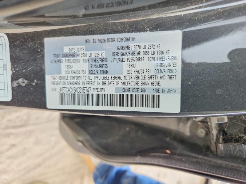 59635446 :رقم المزاد ، JM3TCACY8K0315747 vin ، 2019 Mazda Cx-9 مزاد بيع