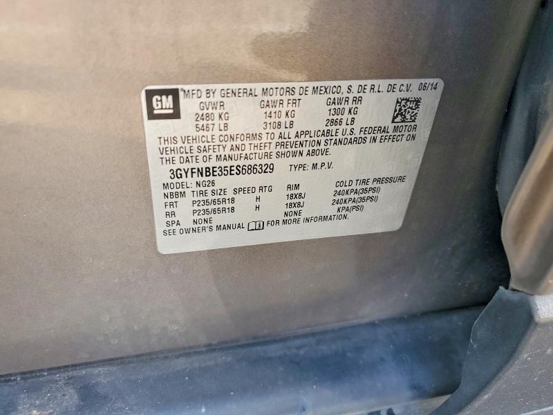 60483376 :رقم المزاد ، 3GYFNBE35ES686329 vin ، 2014 Cadillac Srx مزاد بيع