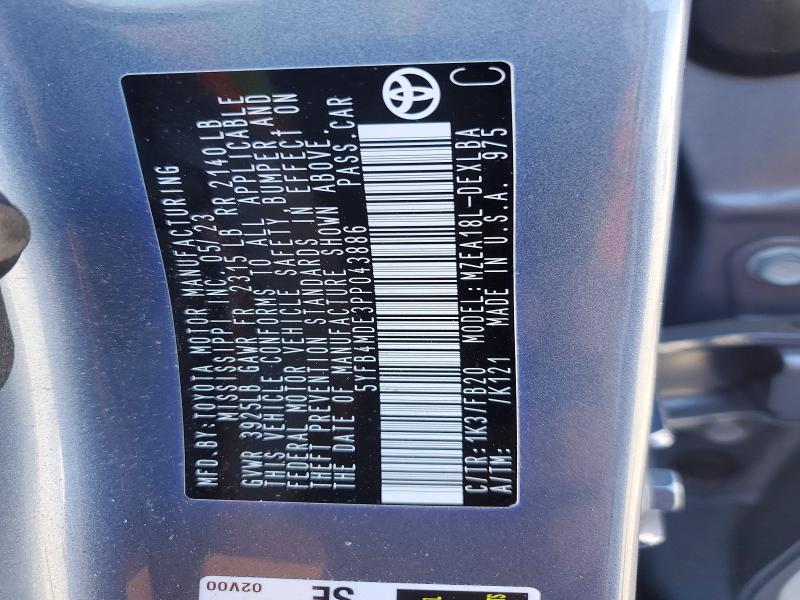 Aukcja sprzedaży 2023 Toyota Corolla, vin: 5YFB4MDE3PP043886, numer aukcji: 62541056