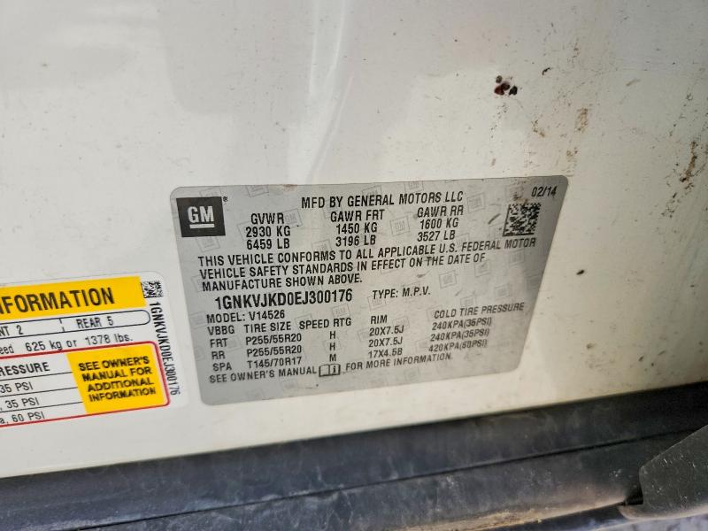 Aukcja sprzedaży 2014 Chevrolet Traverse, vin: 1GNKVJKD0EJ300176, numer aukcji: 59315726