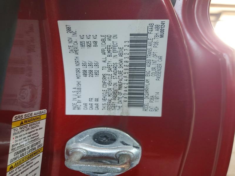 Продаж на аукціоні авто 2008 Mitsubishi Eclipse, vin: 4A3AK24F58E032723, номер лоту: 62297596