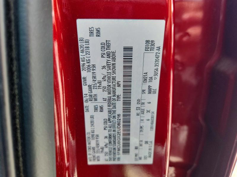 61524936 :رقم المزاد ، 1FMCU0GX2EUD80216 vin ، 2014 Ford Escape مزاد بيع