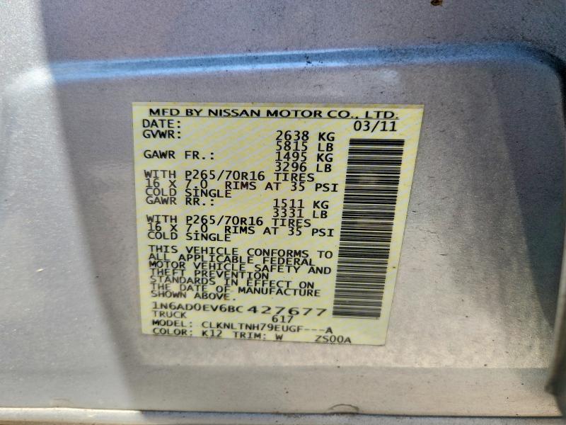 Продажа на аукционе авто 2011 Nissan Frontier, vin: 1N6AD0EV6BC427677, номер лота: 59975496