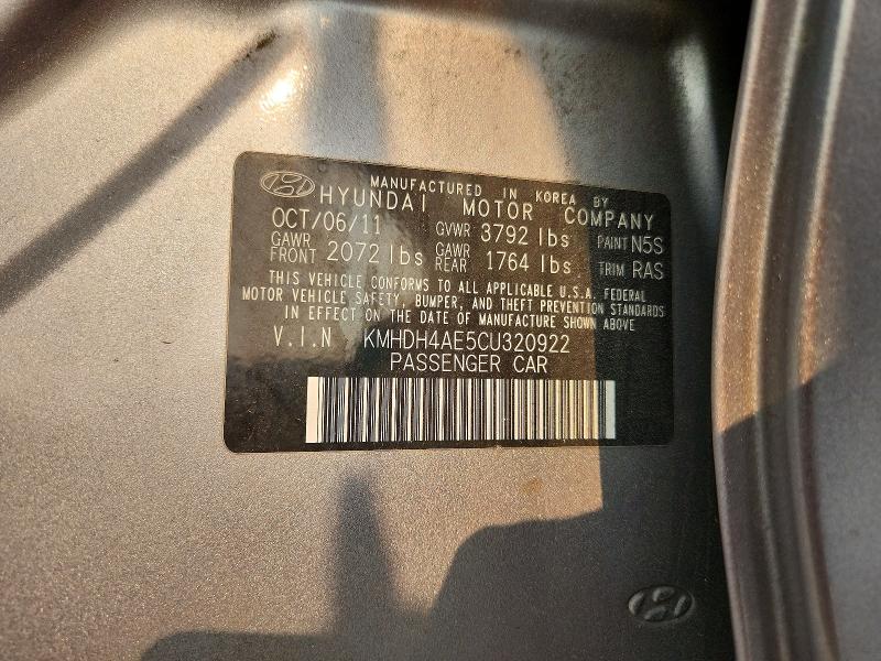 Aukcja sprzedaży 2012 Hyundai Elantra, vin: KMHDH4AE5CU320922, numer aukcji: 60950526