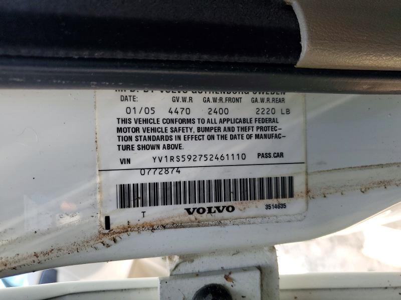Aukcja sprzedaży 2005 Volvo S60, vin: YV1RS592752461110, numer aukcji: 60759516