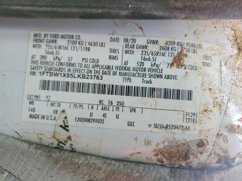 2020 Ford Transit მანქანა იყიდება აუქციონზე, vin: 1FTBW1X85LKB23763, აუქციონის ნომერი: 59845406