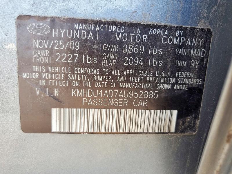 Aukcja sprzedaży 2010 Hyundai Elantra, vin: KMHDU4AD7AU952885, numer aukcji: 60762956
