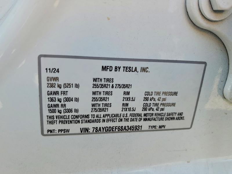 Aukcja sprzedaży 2025 Tesla Model Y, vin: 7SAYGDEF6SA345931, numer aukcji: 63151536