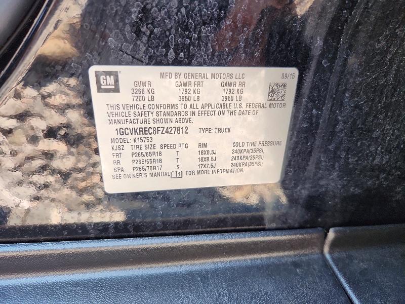 2015 Chevrolet Silverado მანქანა იყიდება აუქციონზე, vin: 1GCVKREC8FZ427812, აუქციონის ნომერი: 60879246