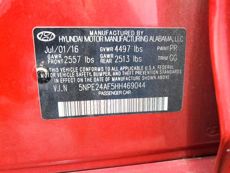 61968906 :رقم المزاد ، 5NPE24AF5HH469044 vin ، 2017 Hyundai Sonata مزاد بيع