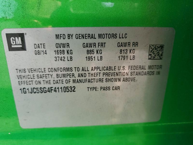 Auction sale of the 2015 Chevrolet Sonic, vin: 1G1JC5SG4F4110532, lot number: 61293026