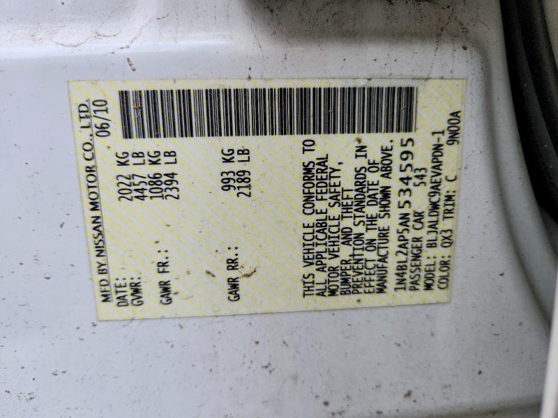 Продажа на аукционе авто 2010 Nissan Altima, vin: 1N4BL2AP5AN534595, номер лота: 62225416