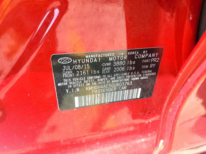 2016 Hyundai Elantra მანქანა იყიდება აუქციონზე, vin: KMHDH4AE5GU603763, აუქციონის ნომერი: 59354896