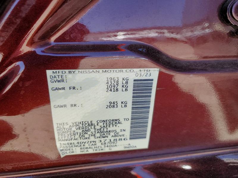 Aukcja sprzedaży 2023 Nissan Altima, vin: 1N4BL4DV2PN371886, numer aukcji: 60254186