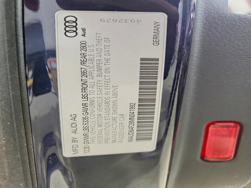 60323236 :رقم المزاد ، WAUD8AF28MN041992 vin ، 2021 Audi A6 مزاد بيع