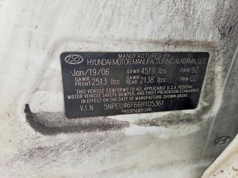 61982616 :رقم المزاد ، 5NPEU46F66H105361 vin ، 2006 Hyundai Sonata مزاد بيع