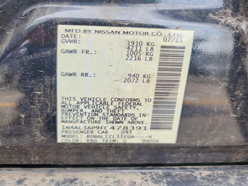 Продажа на аукционе авто 2015 Nissan Altima, vin: 1N4AL3AP9FC478391, номер лота: 58998036