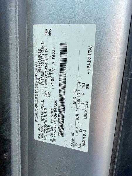 2016 Ford Transit მანქანა იყიდება აუქციონზე, vin: 1FDZX2XM7GKB41228, აუქციონის ნომერი: 60721296