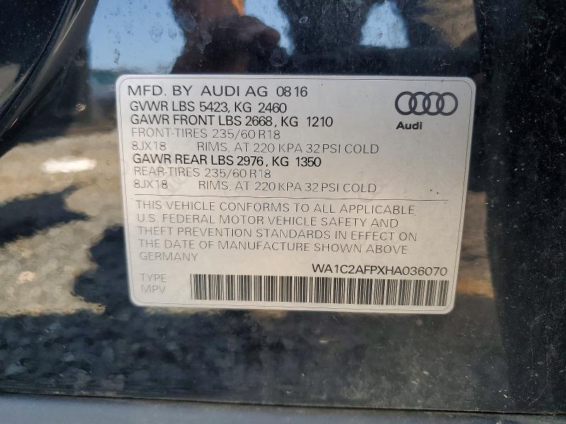 Aukcja sprzedaży 2017 Audi Q5, vin: WA1C2AFPXHA036070, numer aukcji: 62267246