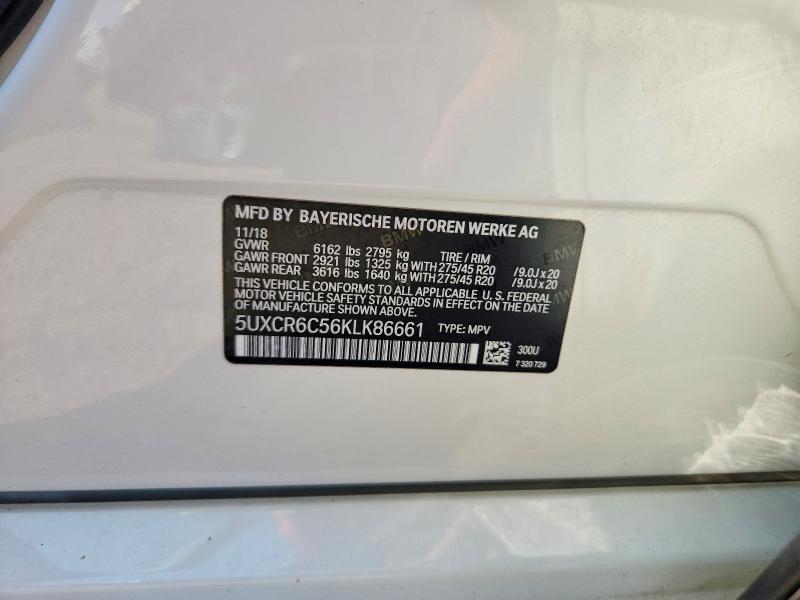 60270686 :رقم المزاد ، 5UXCR6C56KLK86661 vin ، 2019 Bmw X5 مزاد بيع