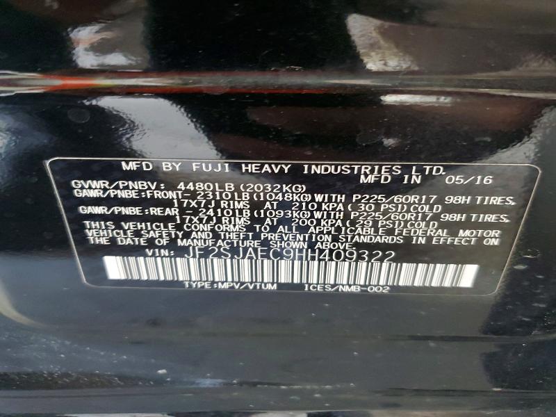 61220886 :رقم المزاد ، JF2SJAEC9HH409322 vin ، 2017 Subaru Forester مزاد بيع