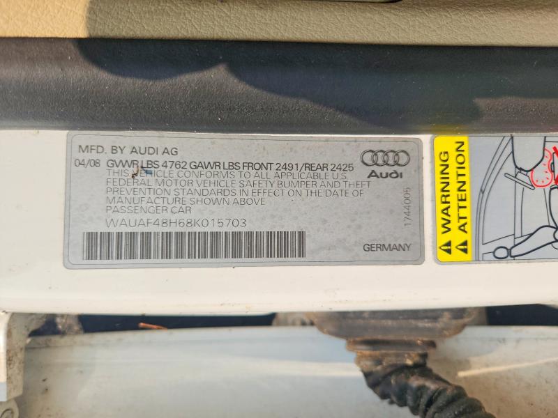 61736316 :رقم المزاد ، WAUAF48H68K015703 vin ، 2008 Audi A4 مزاد بيع