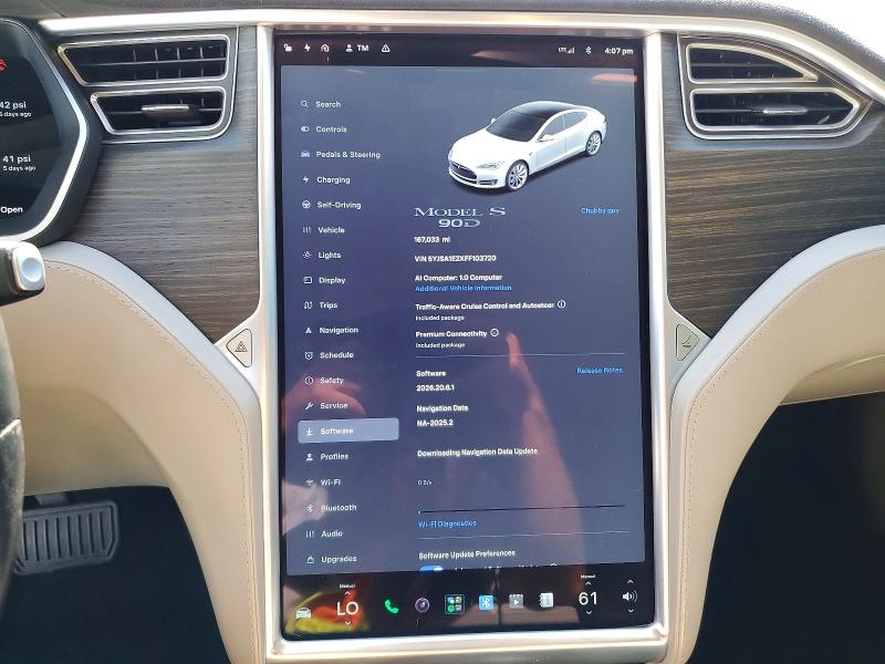 2015 Tesla Model S მანქანა იყიდება აუქციონზე, vin: 5YJSA1E2XFF103720, აუქციონის ნომერი: 60596776