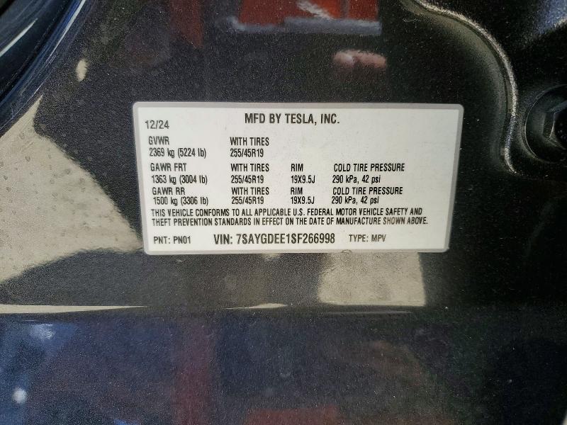 2025 Tesla Model Y მანქანა იყიდება აუქციონზე, vin: 7SAYGDEE1SF266998, აუქციონის ნომერი: 60947186