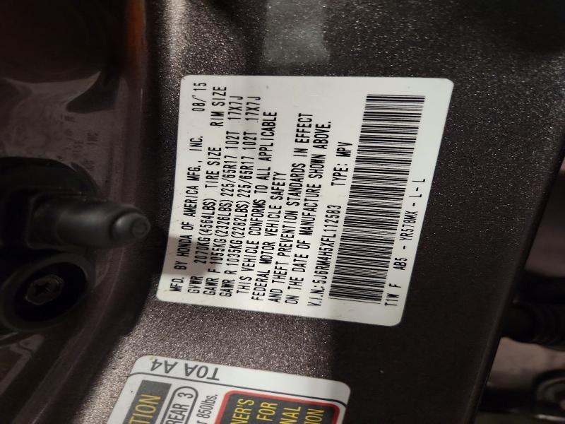 62591906 :رقم المزاد ، 5J6RM4H5XFL112583 vin ، 2015 Honda Cr-v مزاد بيع
