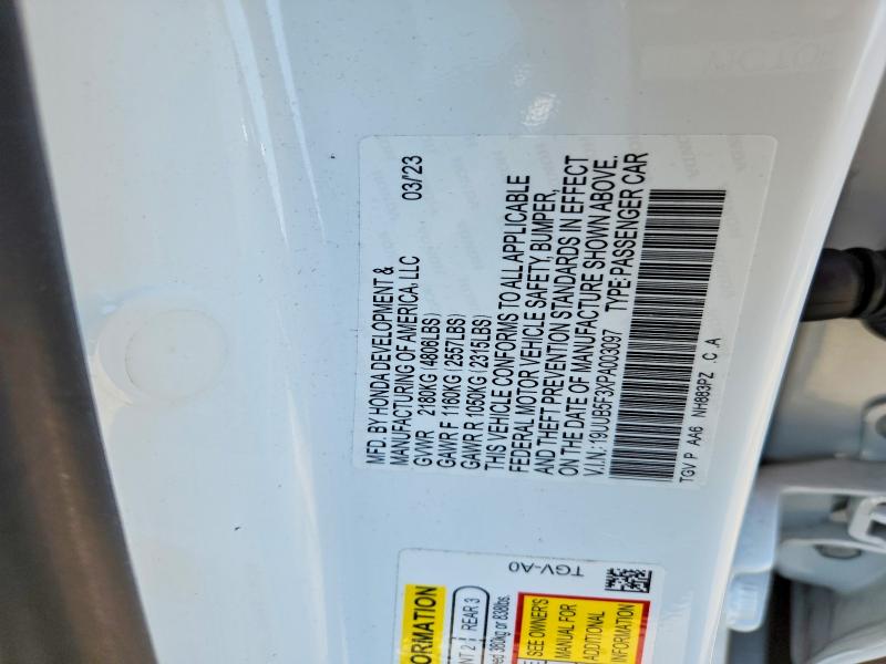 2023 Acura Tlx მანქანა იყიდება აუქციონზე, vin: 19UUB5F3XPA003097, აუქციონის ნომერი: 85768775