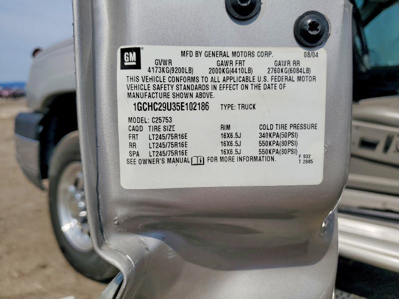 62971286 :رقم المزاد ، 1GCHC29U35E102186 vin ، 2005 Chevrolet Silverado مزاد بيع