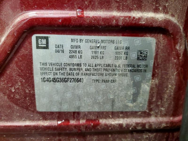 2016 Buick Lacrosse მანქანა იყიდება აუქციონზე, vin: 1G4G45G36GF276640, აუქციონის ნომერი: 59665856
