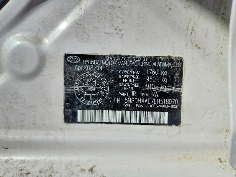 Продажа на аукционе авто 2014 Hyundai Elantra, vin: 5NPDH4AE7EH518970, номер лота: 59626446