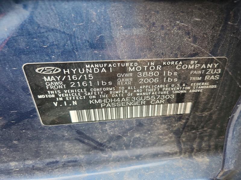 Продажа на аукционе авто 2016 Hyundai Elantra, vin: KMHDH4AE3GU557303, номер лота: 62739586