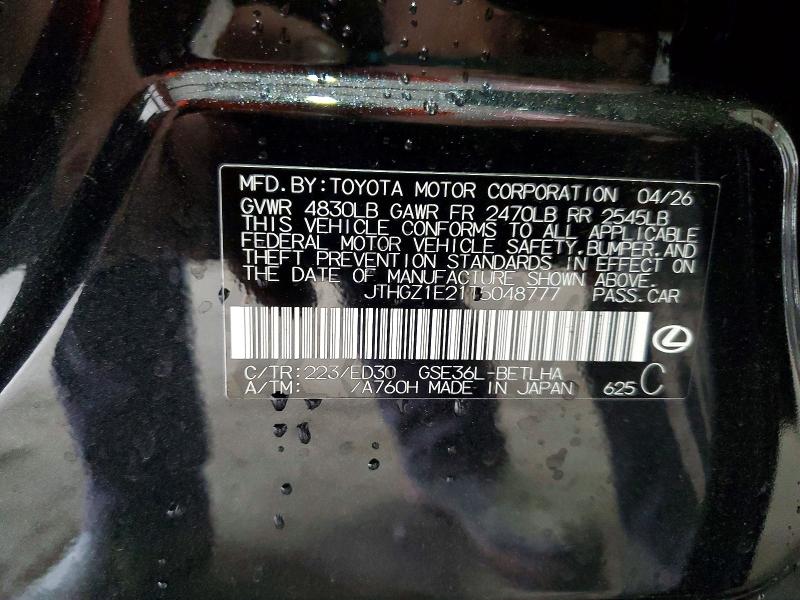 Aukcja sprzedaży 2026 Lexus Is 350, vin: JTHGZ1E21T5048777, numer aukcji: 61588156