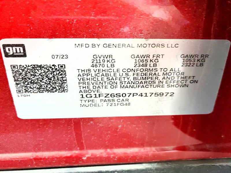 2023 Chevrolet Bolt Euv მანქანა იყიდება აუქციონზე, vin: 1G1FZ6S07P4175972, აუქციონის ნომერი: 60400576