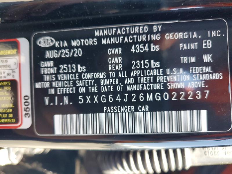 Продаж на аукціоні авто 2021 Kia K5, vin: 5XXG64J26MG022237, номер лоту: 63253596