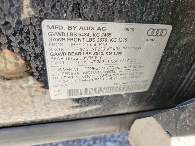 Продаж на аукціоні авто 2019 Audi Q5, vin: WA1ANAFY5K2118992, номер лоту: 62128556