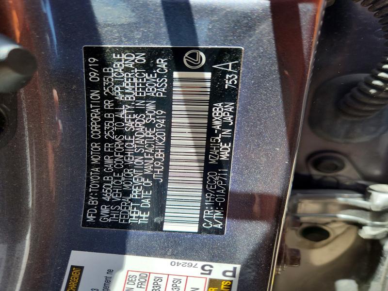2019 Lexus Ux მანქანა იყიდება აუქციონზე, vin: JTHU9JBH1K2019419, აუქციონის ნომერი: 61667106