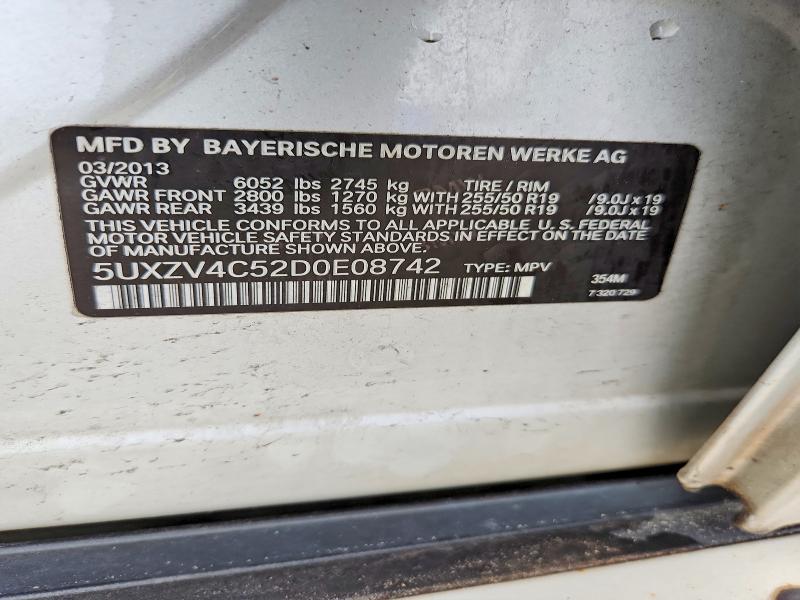 2013 Bmw X5 მანქანა იყიდება აუქციონზე, vin: 5UXZV4C52D0E08742, აუქციონის ნომერი: 60127896
