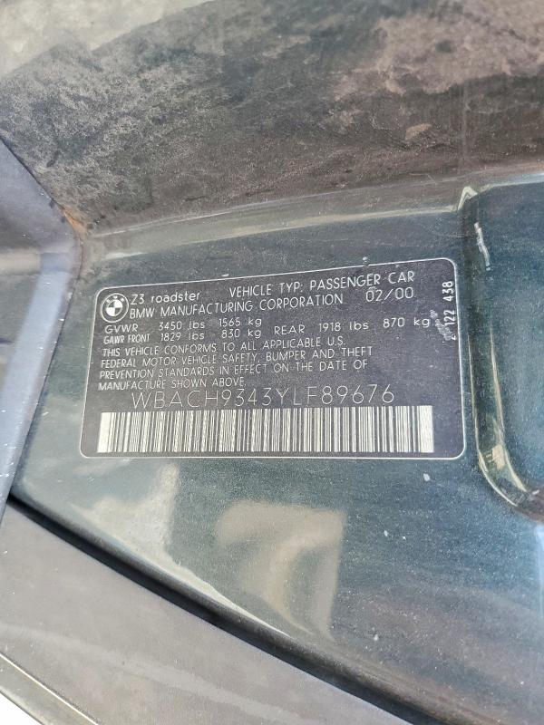 Продажа на аукционе авто 2000 Bmw Z3, vin: WBACH9343YLF89676, номер лота: 62316976